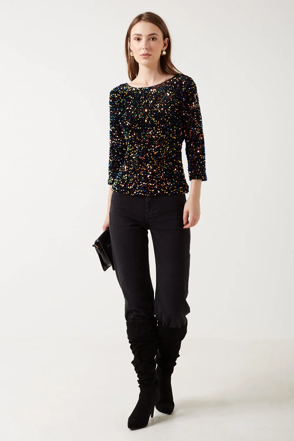 Marc Angelo Sequin U Back Top