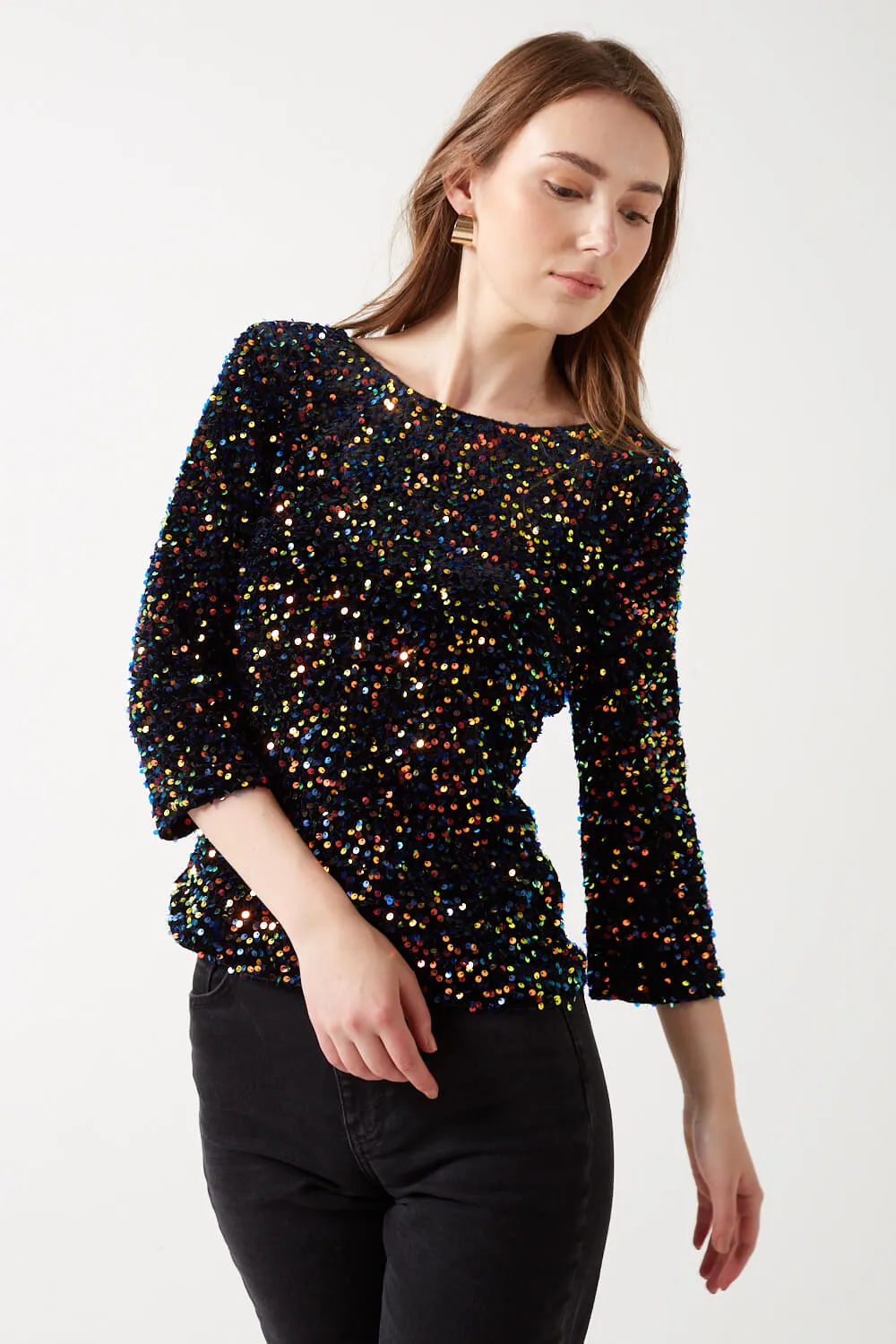 Marc Angelo Sequin U Back Top