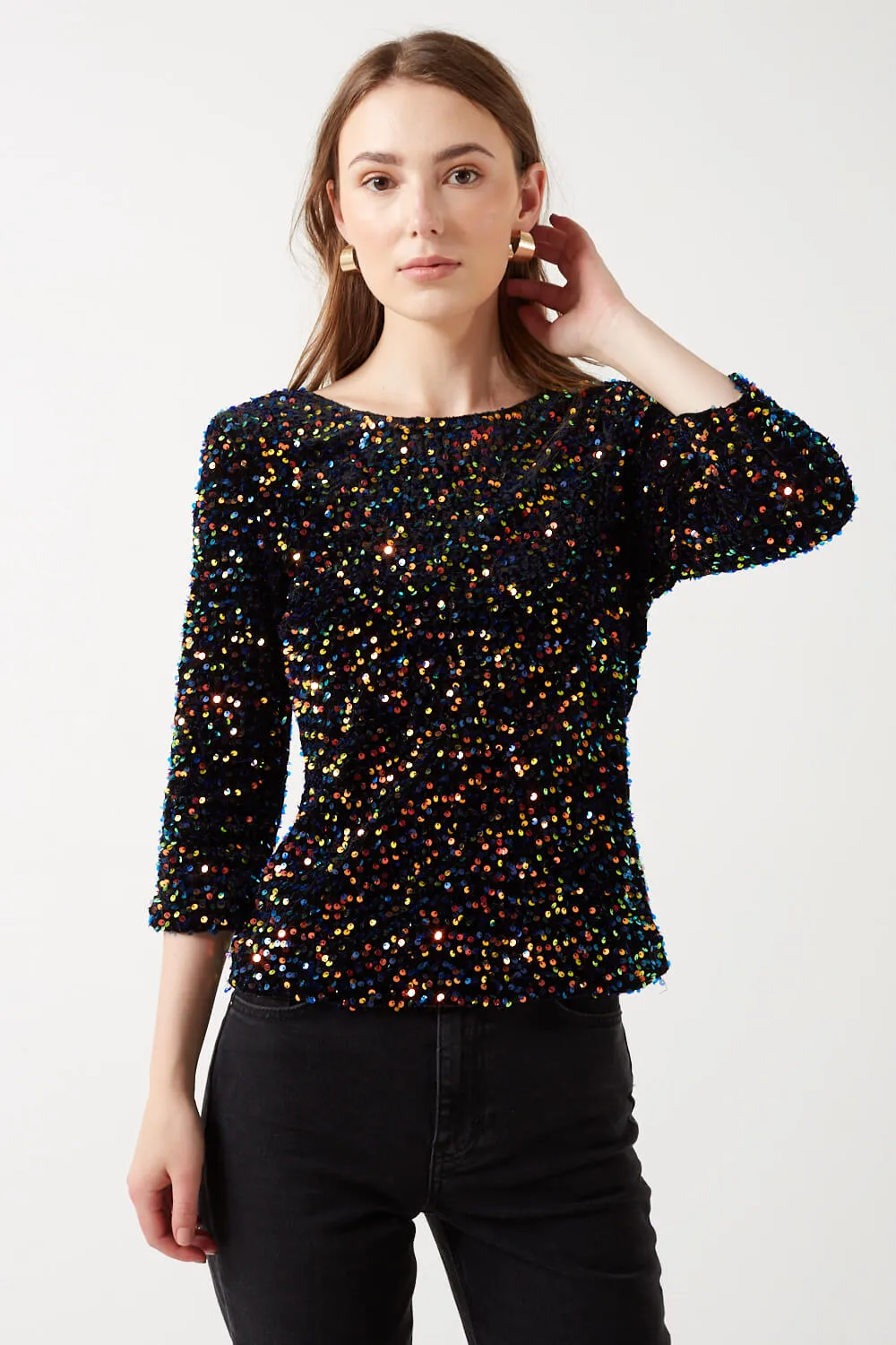 Marc Angelo Sequin U Back Top