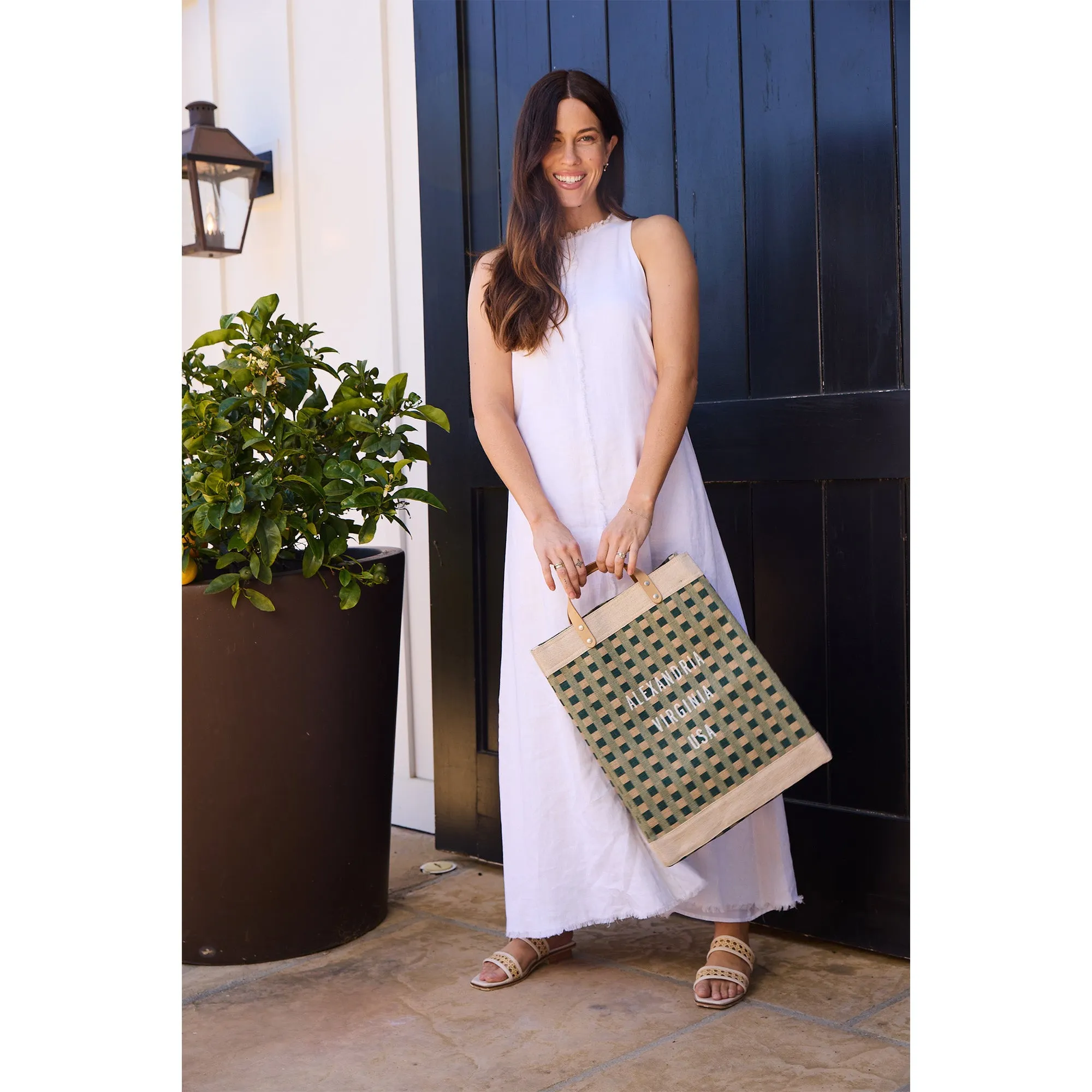 Market Bag in Green Gingham