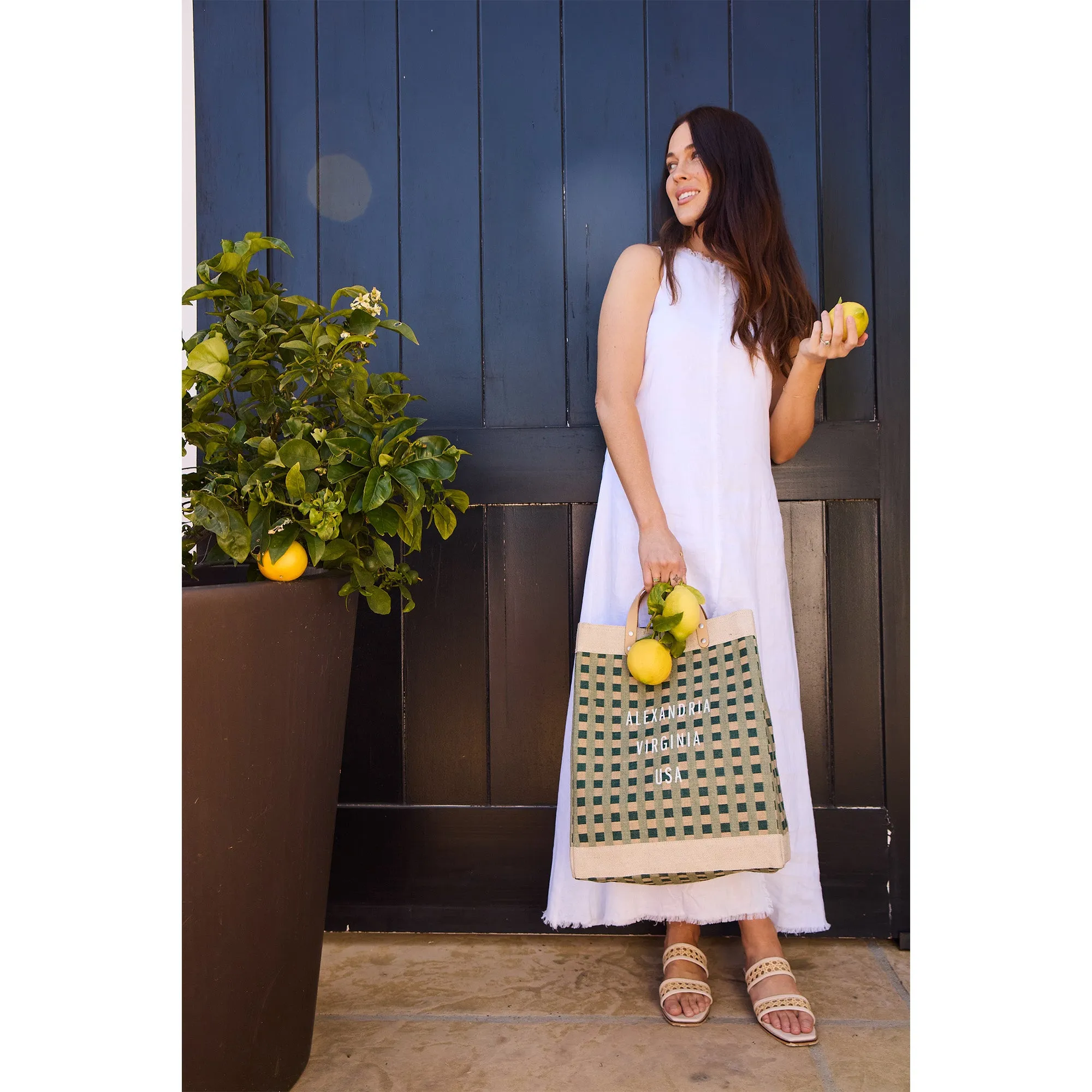 Market Bag in Green Gingham