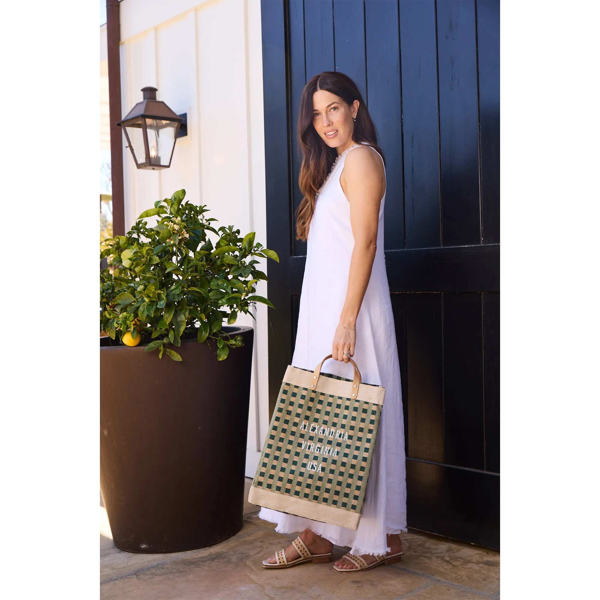 Market Bag in Green Gingham