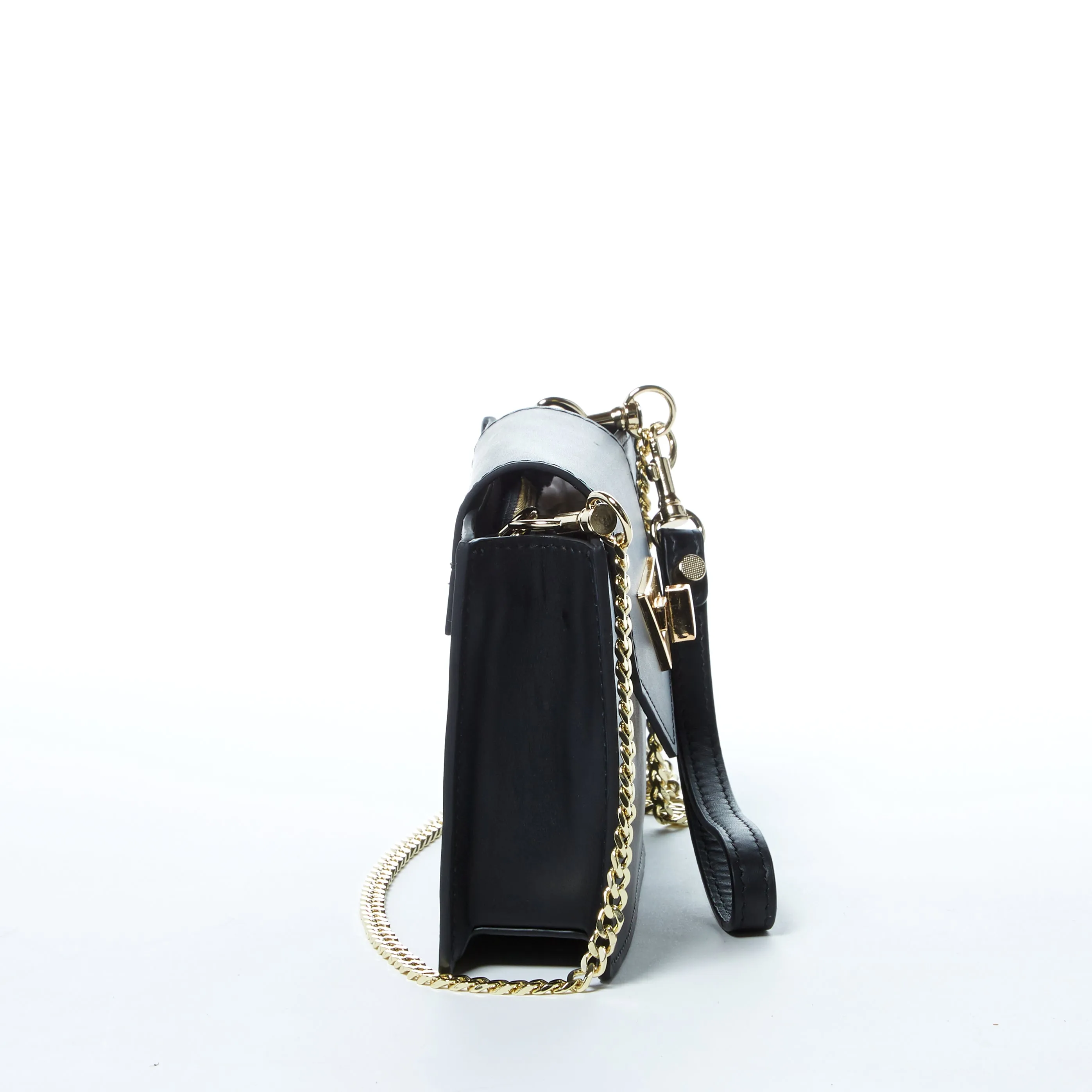 Mary Black Small Crossbody Leather Wristlet