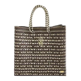 MEDIUM TAUPE GOLD TOTE BAG