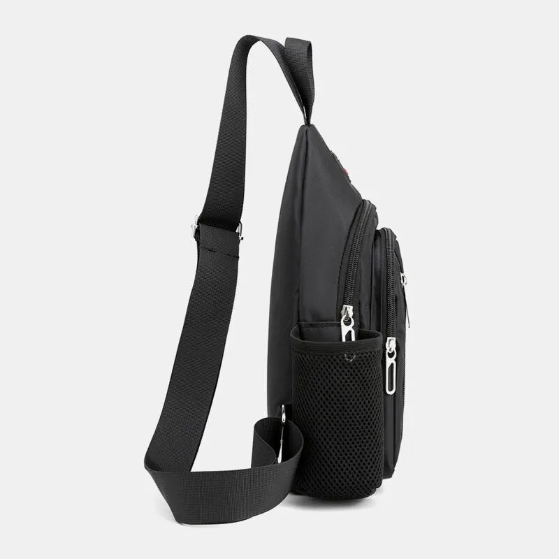 Men Oxford Side Independent Water Cup Mesh Pocket Chest Bag Multi-pocket Waterproof Crossbody Bags Shoulder