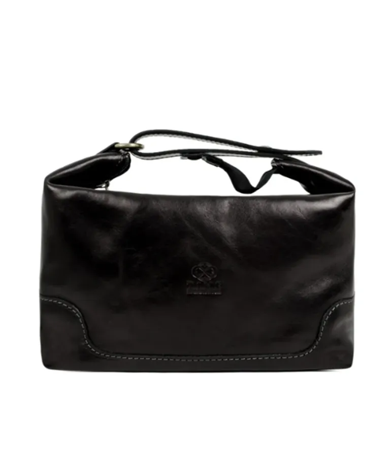 Men's Leather Toiletry Bag - Black