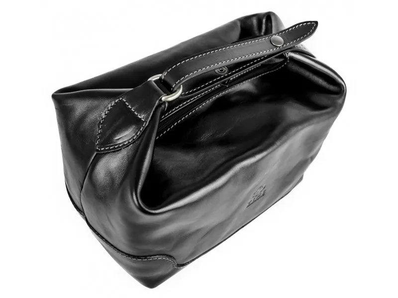 Men's Leather Toiletry Bag - Black