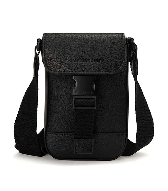 Micro Pebble Utility Phone Crossbody Black