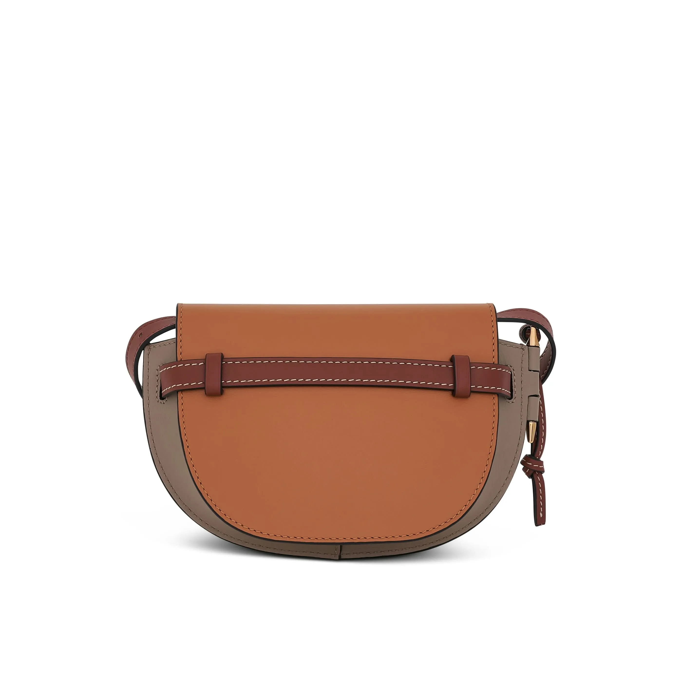 Mini Gate Dual Bag in Soft Calfskin in Amber/Light Grey