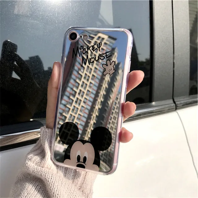 Mirror Cartoon Case Mickey Minnie For iPhone 7 6S SE 5S Cases Plating Soft Phone Cases For iPhone 6s 6 7 Plus Cover Coque Fundas