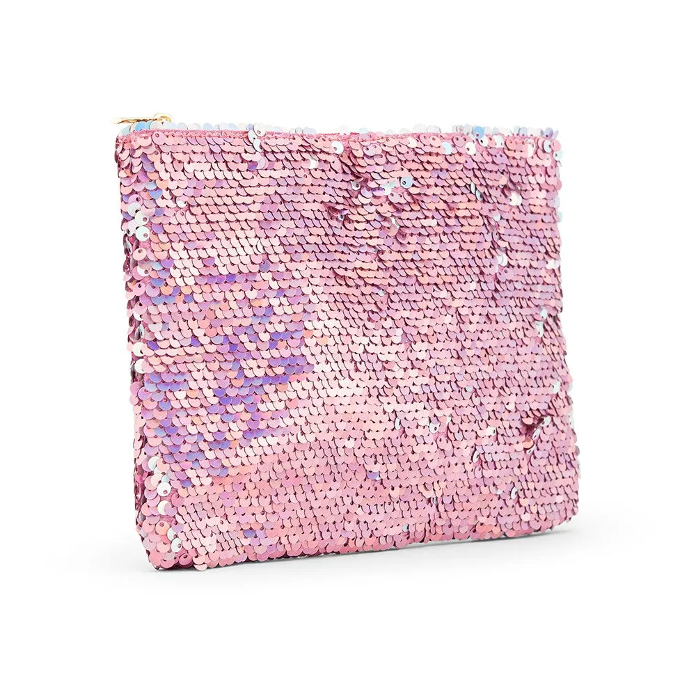 Multi-Color Mermaid Pink and Purple Sequin Makeup Bag