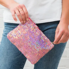 Multi-Color Mermaid Pink and Purple Sequin Makeup Bag