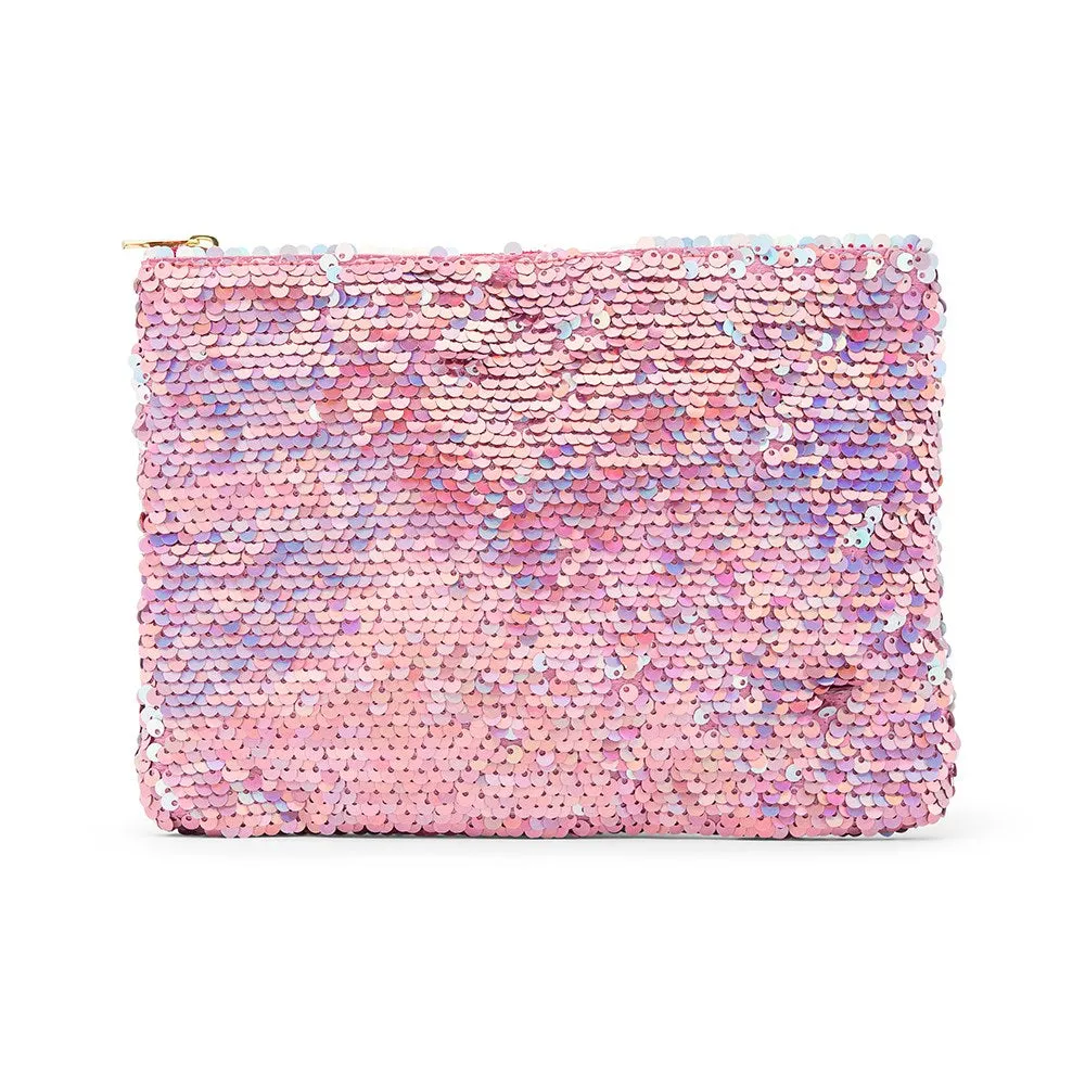 Multi-Color Mermaid Pink and Purple Sequin Makeup Bag