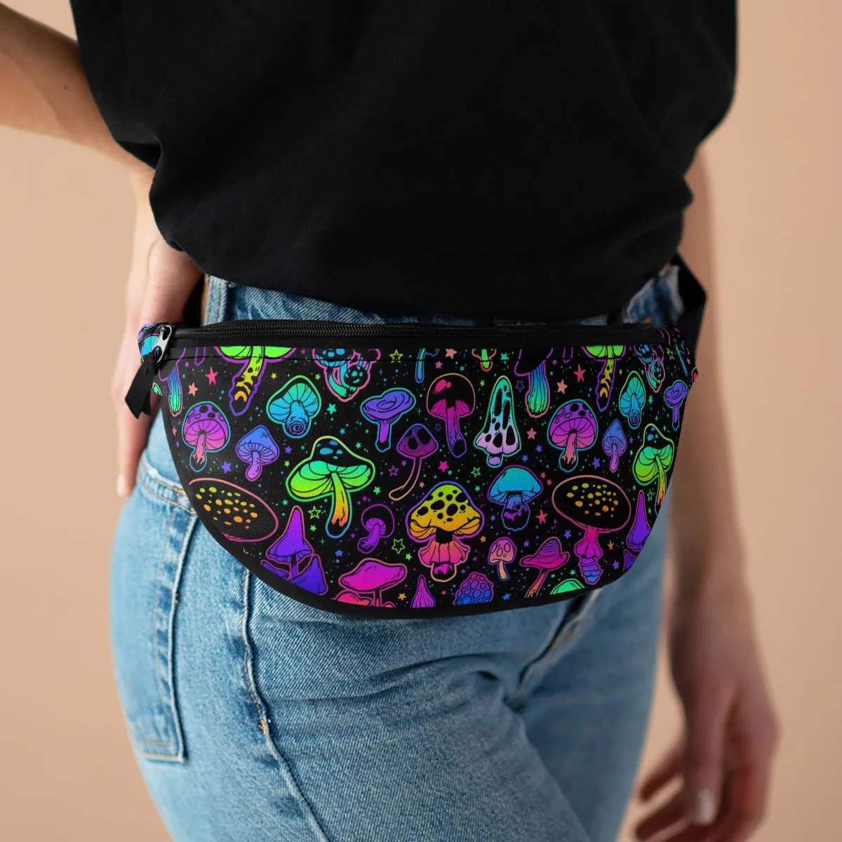 Mushroom Fanny Pack, Gradient Magic Women Men Waist Hip Bum Bag 90s Designer Belt Hip Waist Shoulder Crossbody Rave Festival Bag