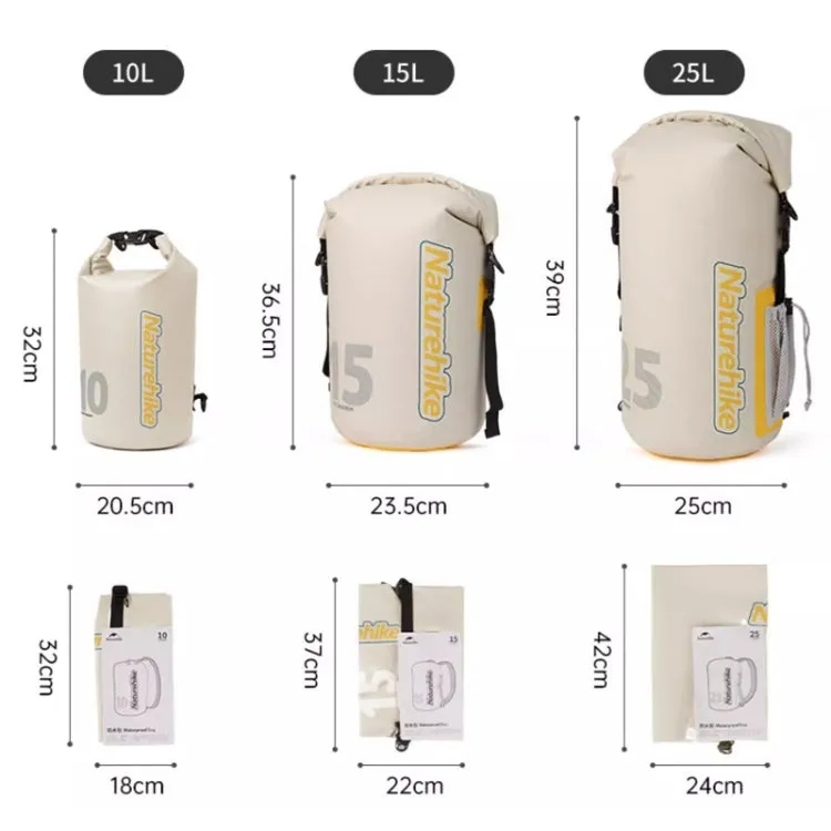 Naturehike Rafting Waterproof Bag Dry Wet Separate Shoulder Bag Outdoor Swimming Pack, Color: 25L Yellow