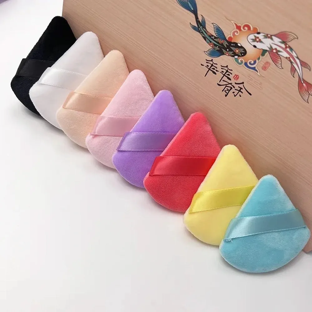 (NET) 2 Pcs  Reusable Powder Puff Triangle Dry Wet Velour Puff