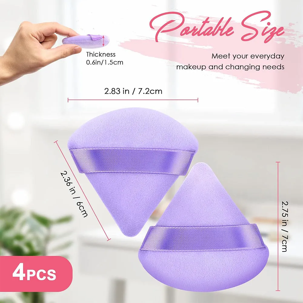 (NET) 2 Pcs  Reusable Powder Puff Triangle Dry Wet Velour Puff