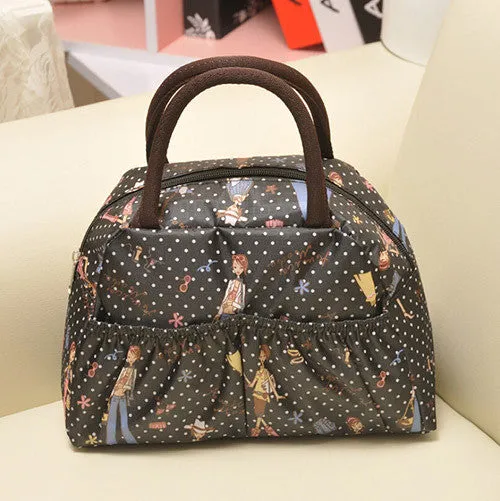 New Fashion Cartoon Lady Women Handbags lunch box bag Character Animal prints Candy color bags Polyester