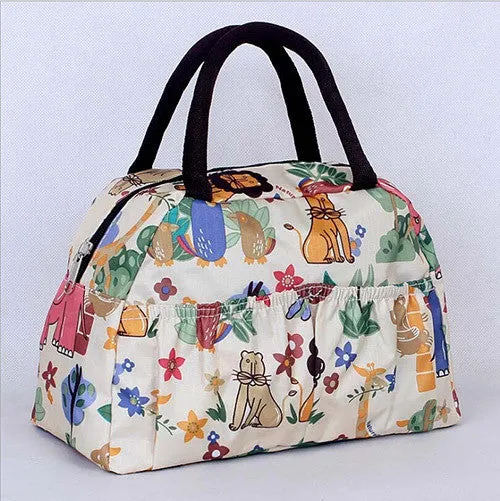 New Fashion Cartoon Lady Women Handbags lunch box bag Character Animal prints Candy color bags Polyester