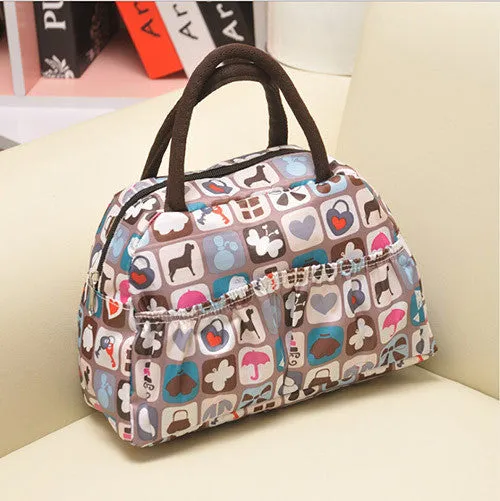 New Fashion Cartoon Lady Women Handbags lunch box bag Character Animal prints Candy color bags Polyester