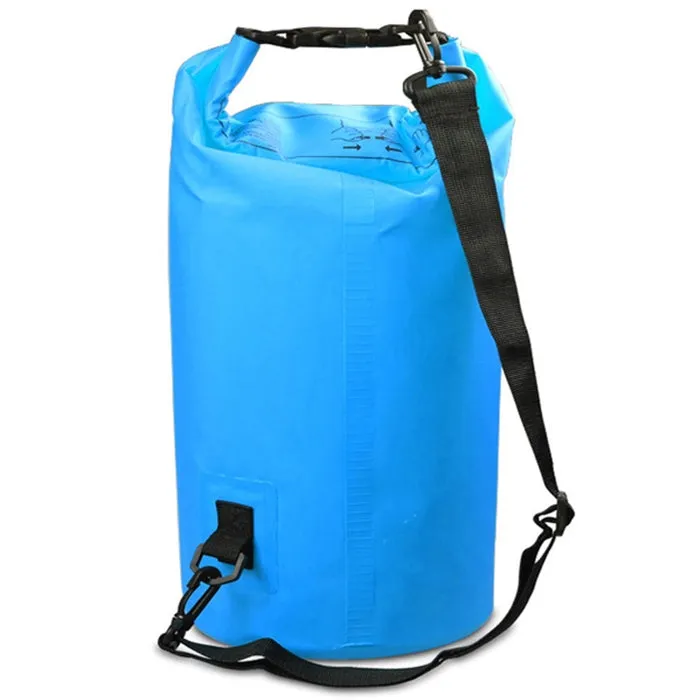 Outdoor Waterproof Double Shoulder Bag Dry Sack PVC Barrel Bag, Capacity: 20L (Sky Blue)