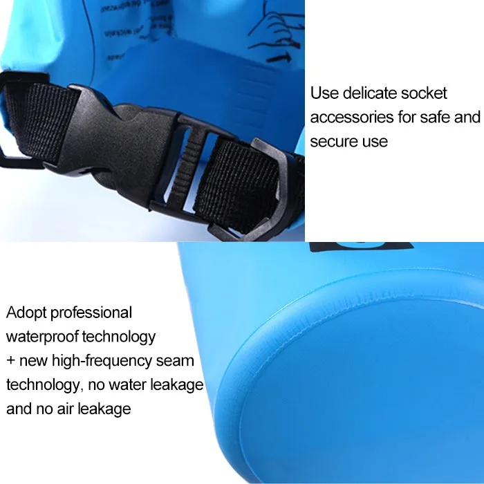 Outdoor Waterproof Double Shoulder Bag Dry Sack PVC Barrel Bag, Capacity: 20L (Sky Blue)