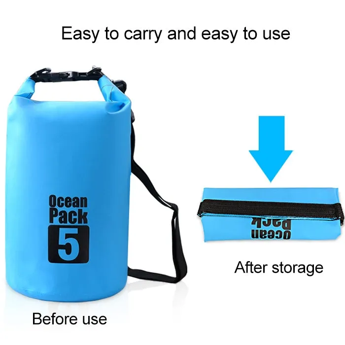 Outdoor Waterproof Double Shoulder Bag Dry Sack PVC Barrel Bag, Capacity: 20L (Sky Blue)