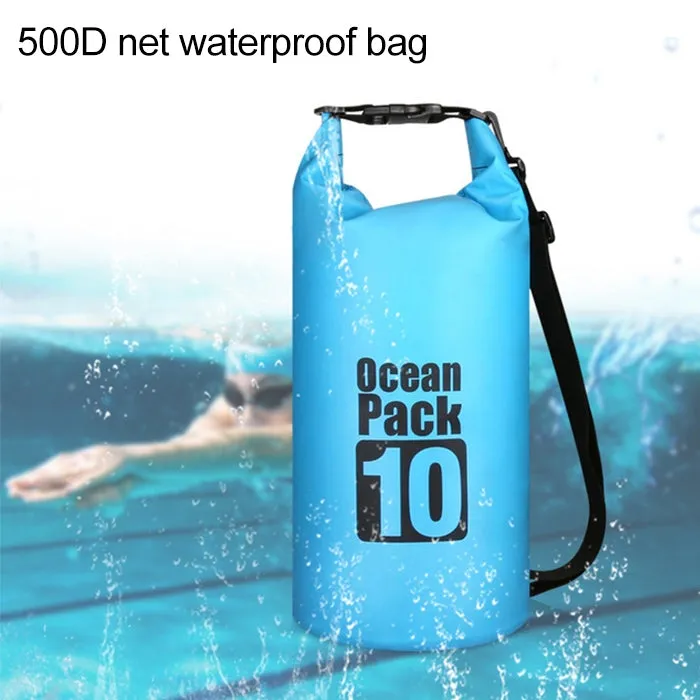 Outdoor Waterproof Double Shoulder Bag Dry Sack PVC Barrel Bag, Capacity: 20L (Sky Blue)