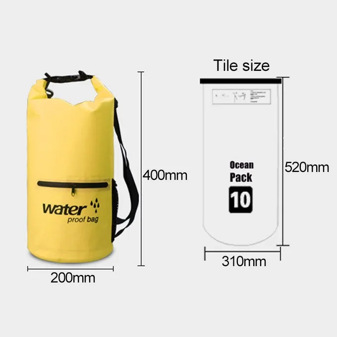 Outdoor Waterproof Dry Dual Shoulder Strap Bag Dry Sack PVC Barrel Bag, Capacity: 10L(Orange)