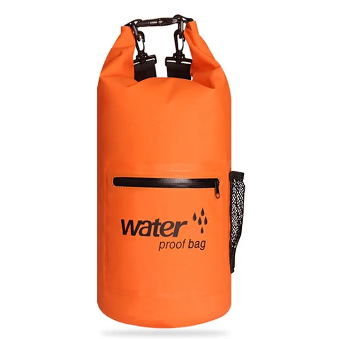 Outdoor Waterproof Dry Dual Shoulder Strap Bag Dry Sack PVC Barrel Bag, Capacity: 10L(Orange)