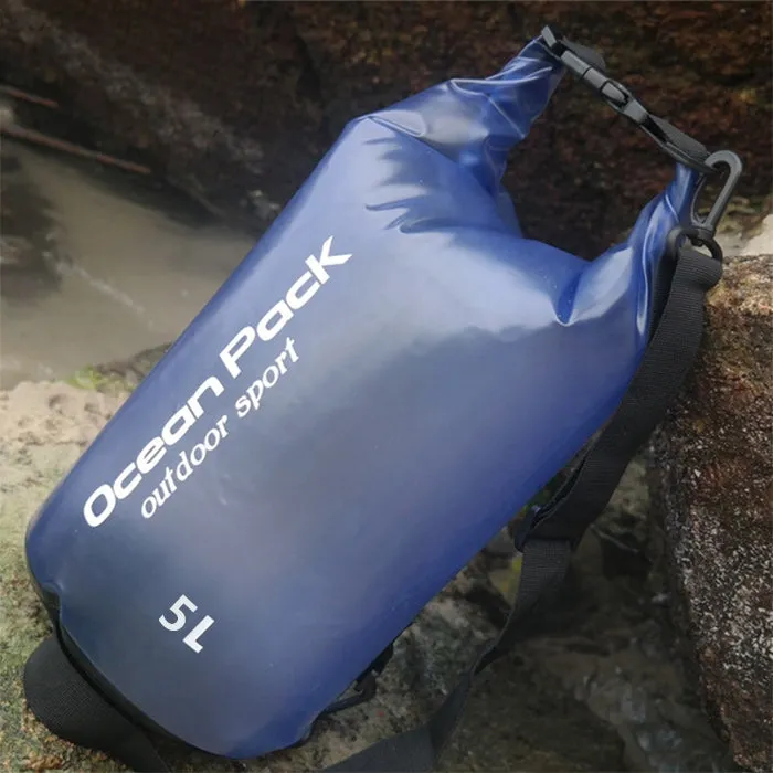 Outdoor Waterproof Single Shoulder Dry Bag Dry Sack PVC Barrel Bag, Capacity: 5L (Blue)