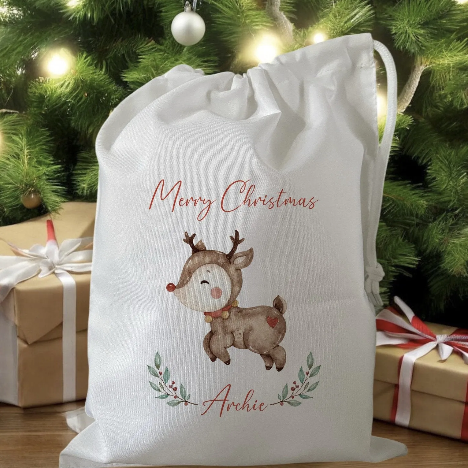 Peronalised Christmas Eve Treat Bag - Reindeer