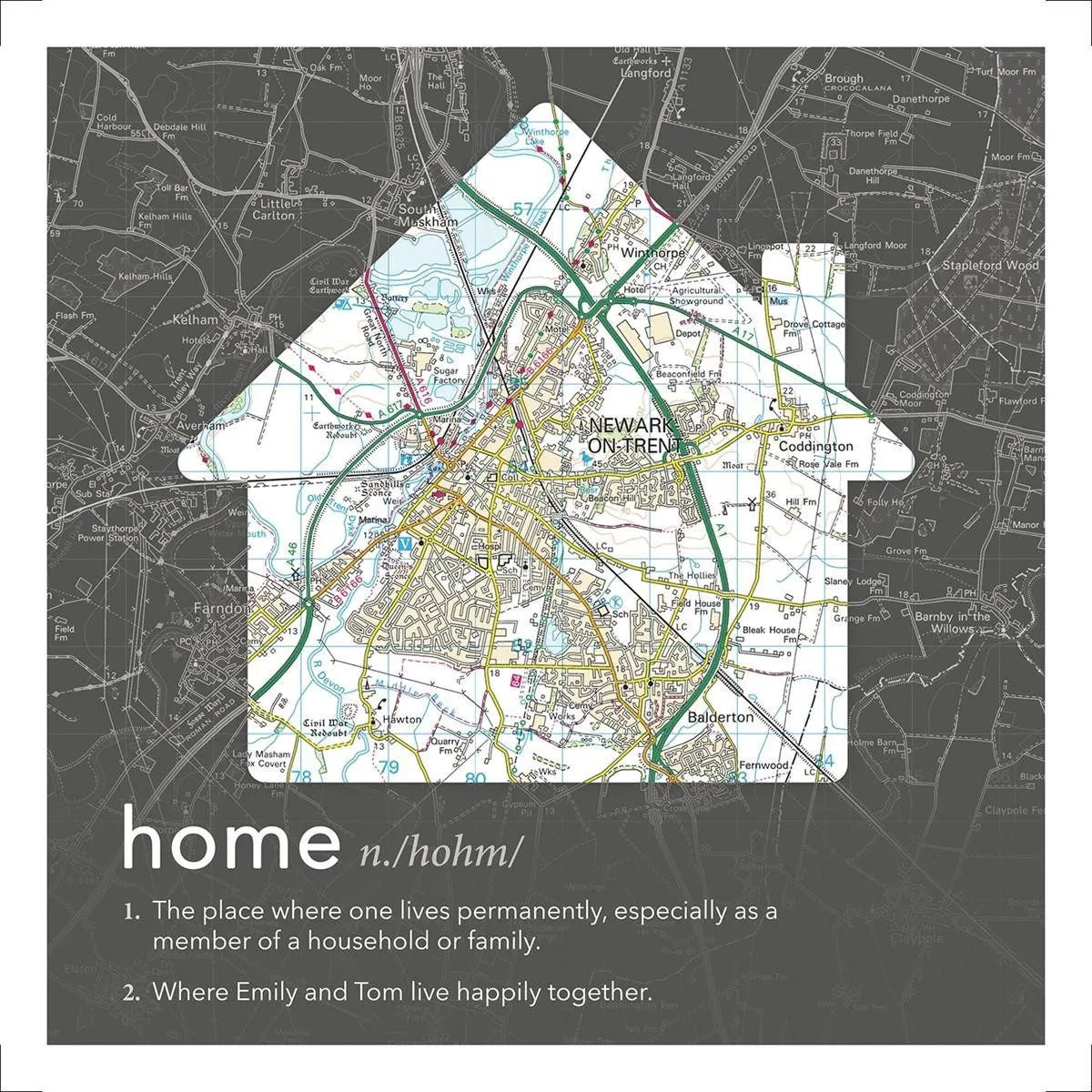 Personalised Framed Dictionary Definition Map - Home