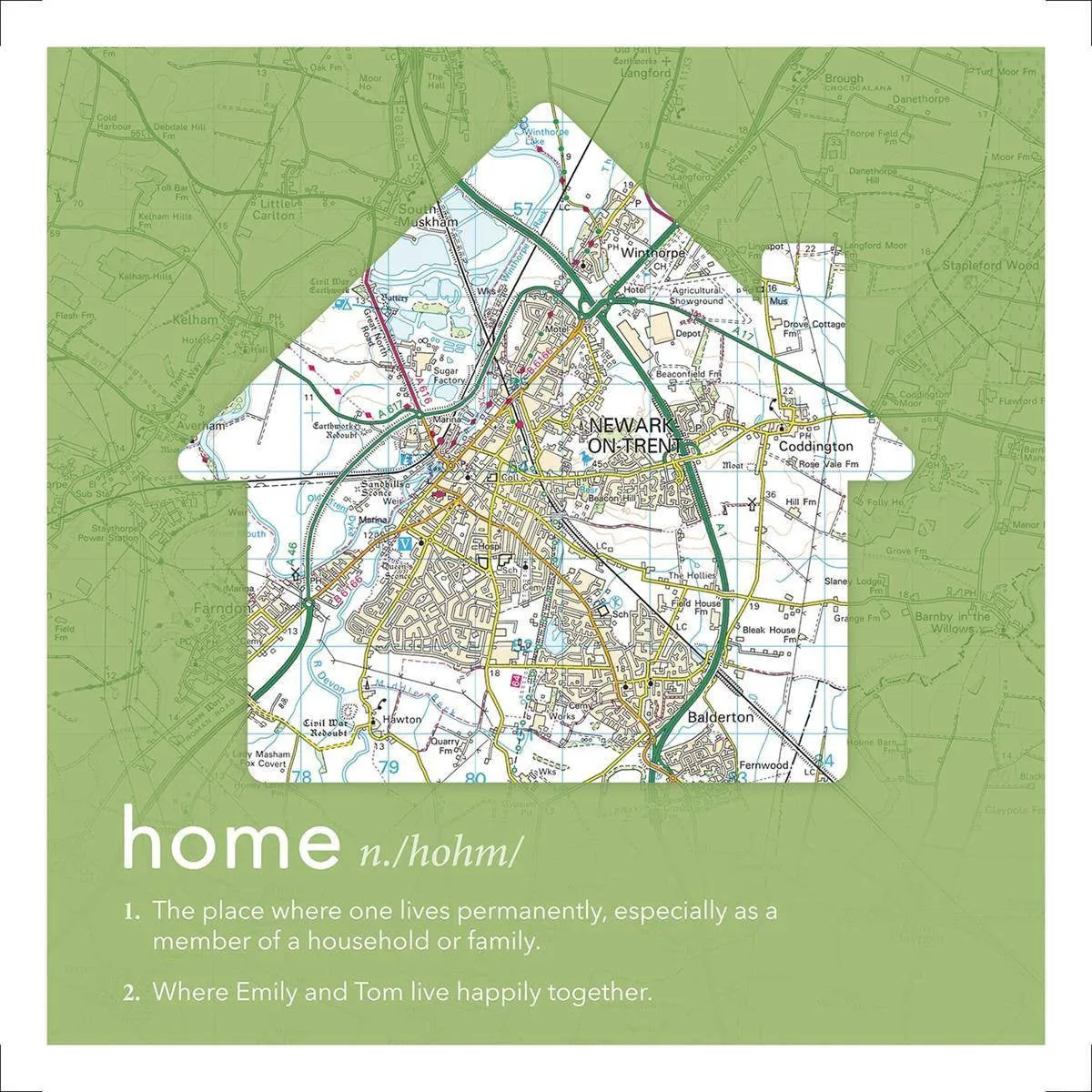 Personalised Framed Dictionary Definition Map - Home