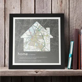 Personalised Framed Dictionary Definition Map - Home