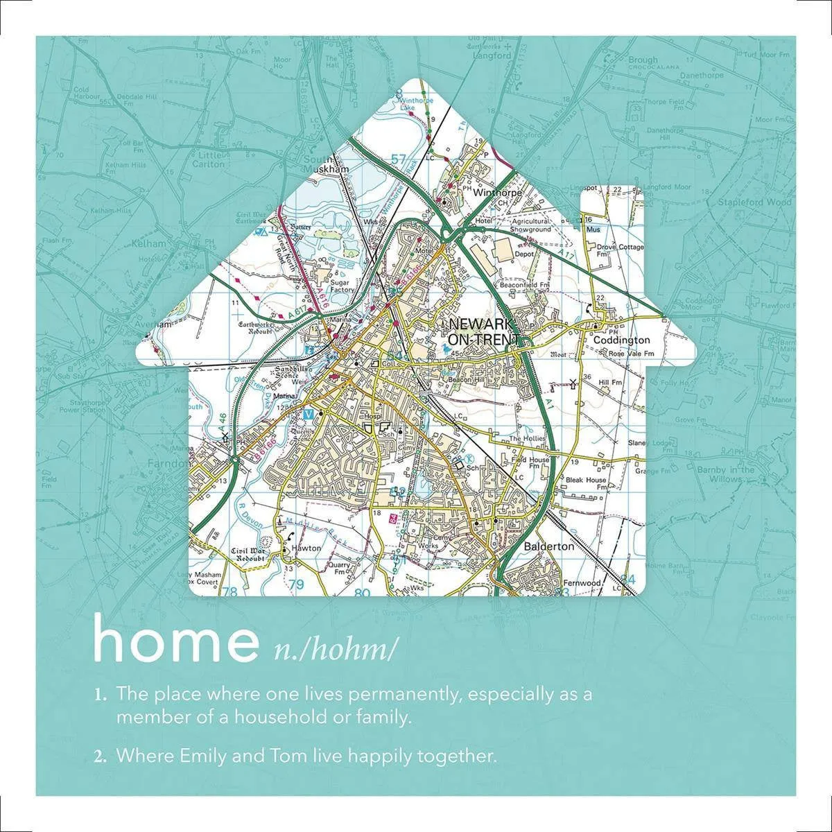 Personalised Framed Dictionary Definition Map - Home