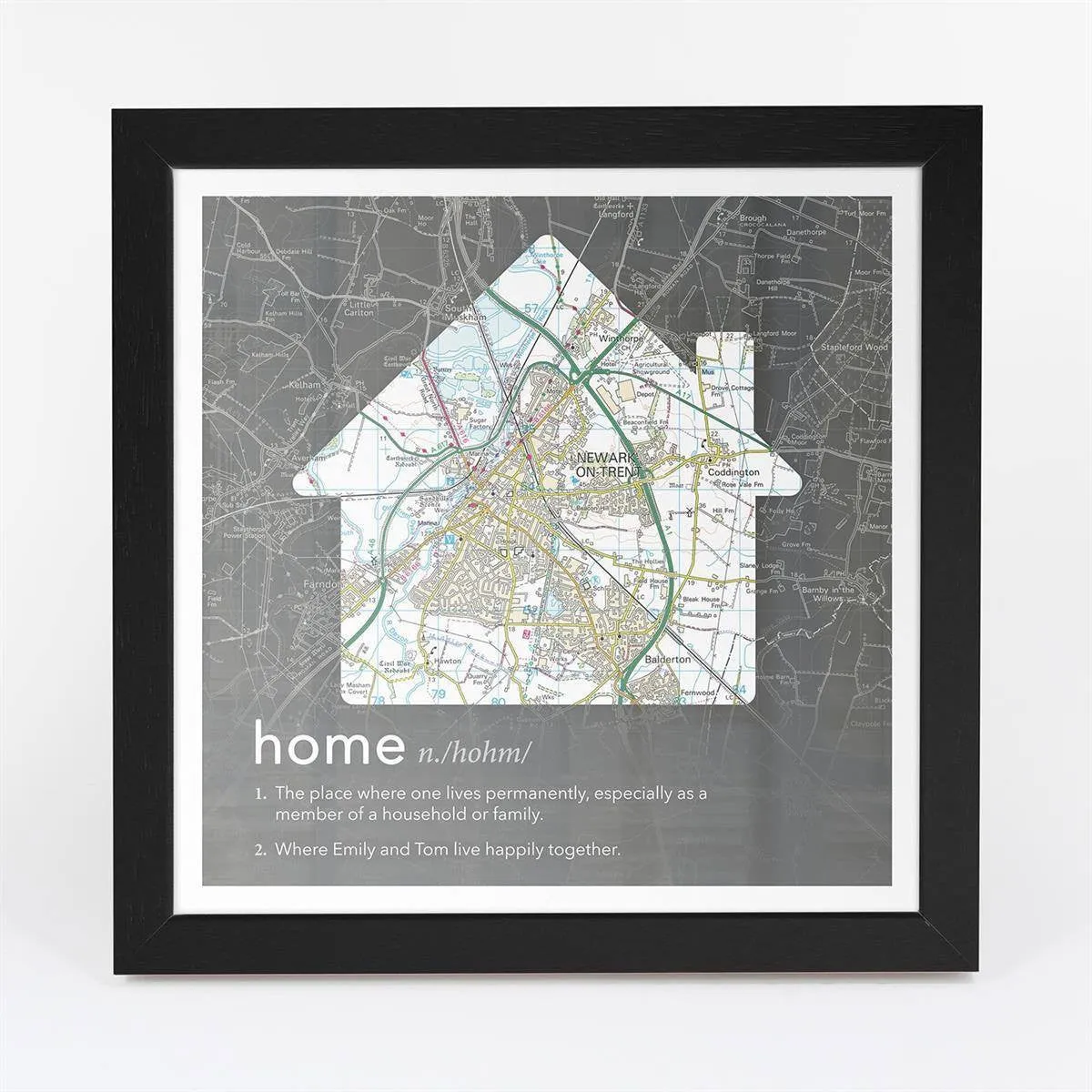 Personalised Framed Dictionary Definition Map - Home