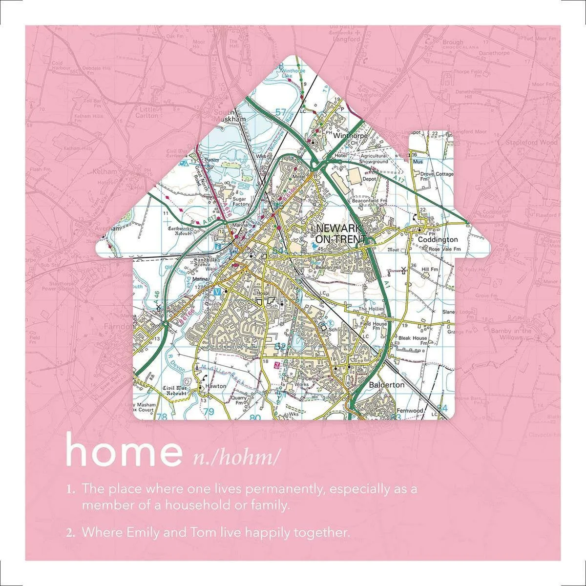 Personalised Framed Dictionary Definition Map - Home