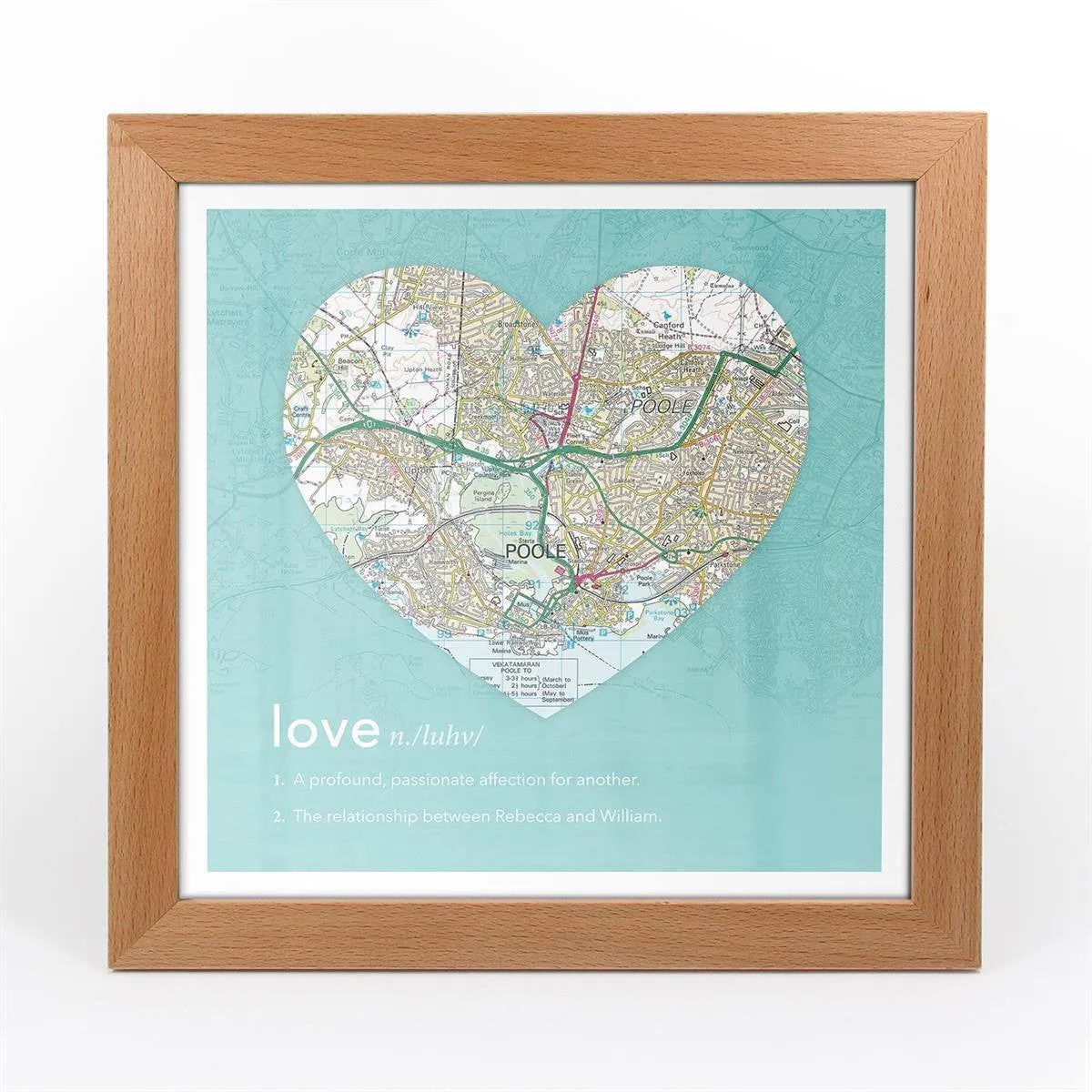 Personalised Framed Dictionary Definition Map - Love