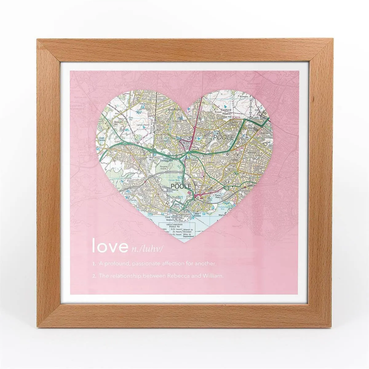 Personalised Framed Dictionary Definition Map - Love