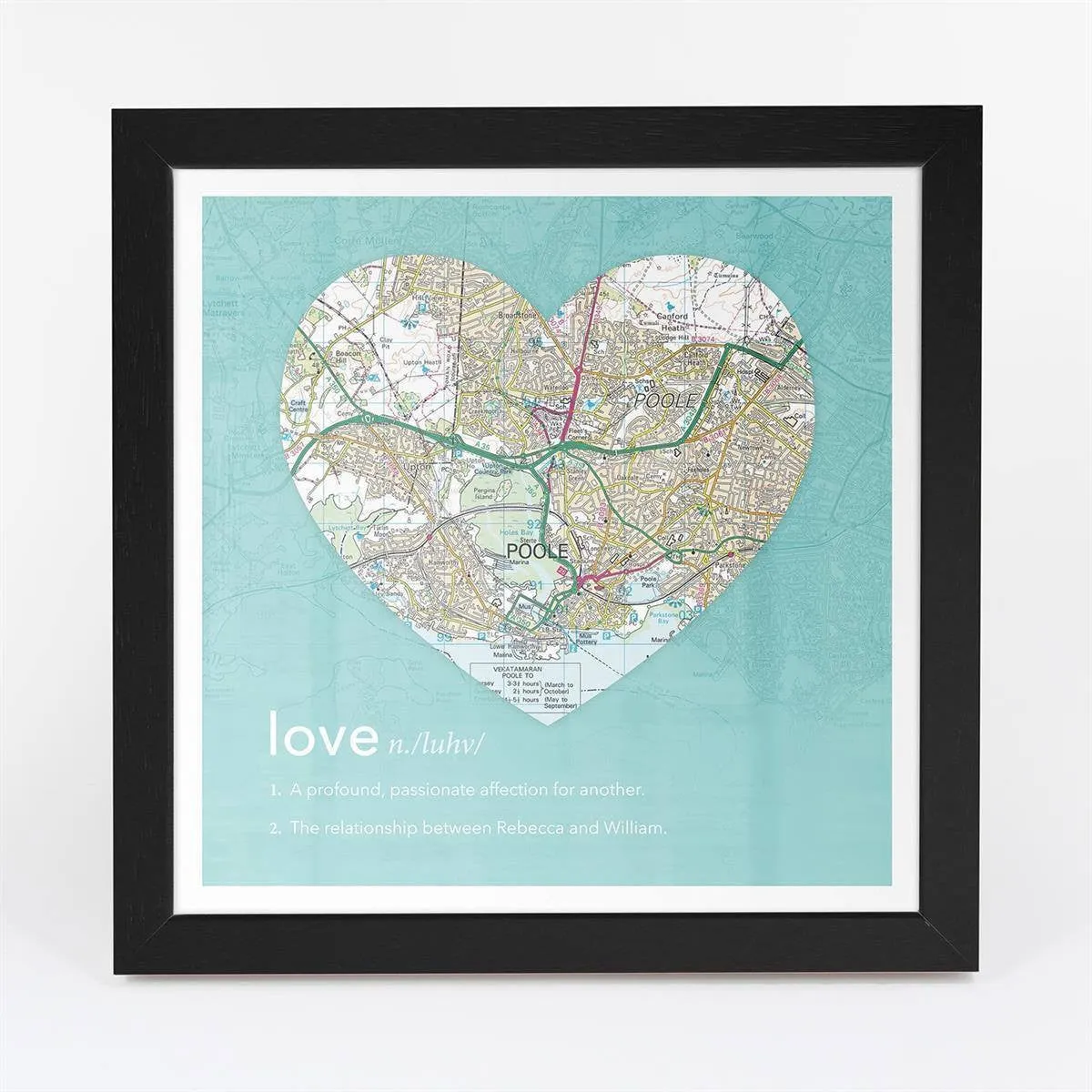 Personalised Framed Dictionary Definition Map - Love