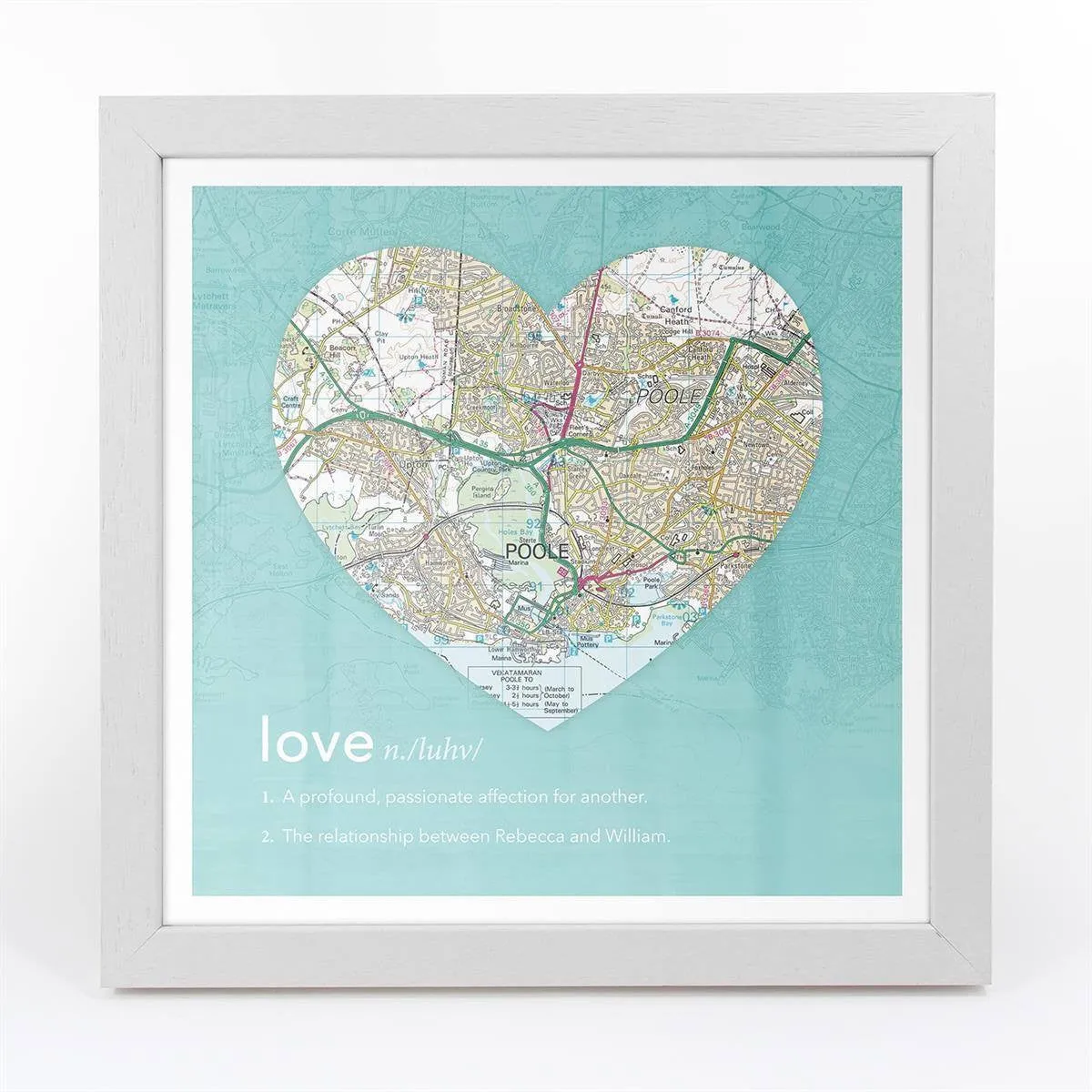 Personalised Framed Dictionary Definition Map - Love