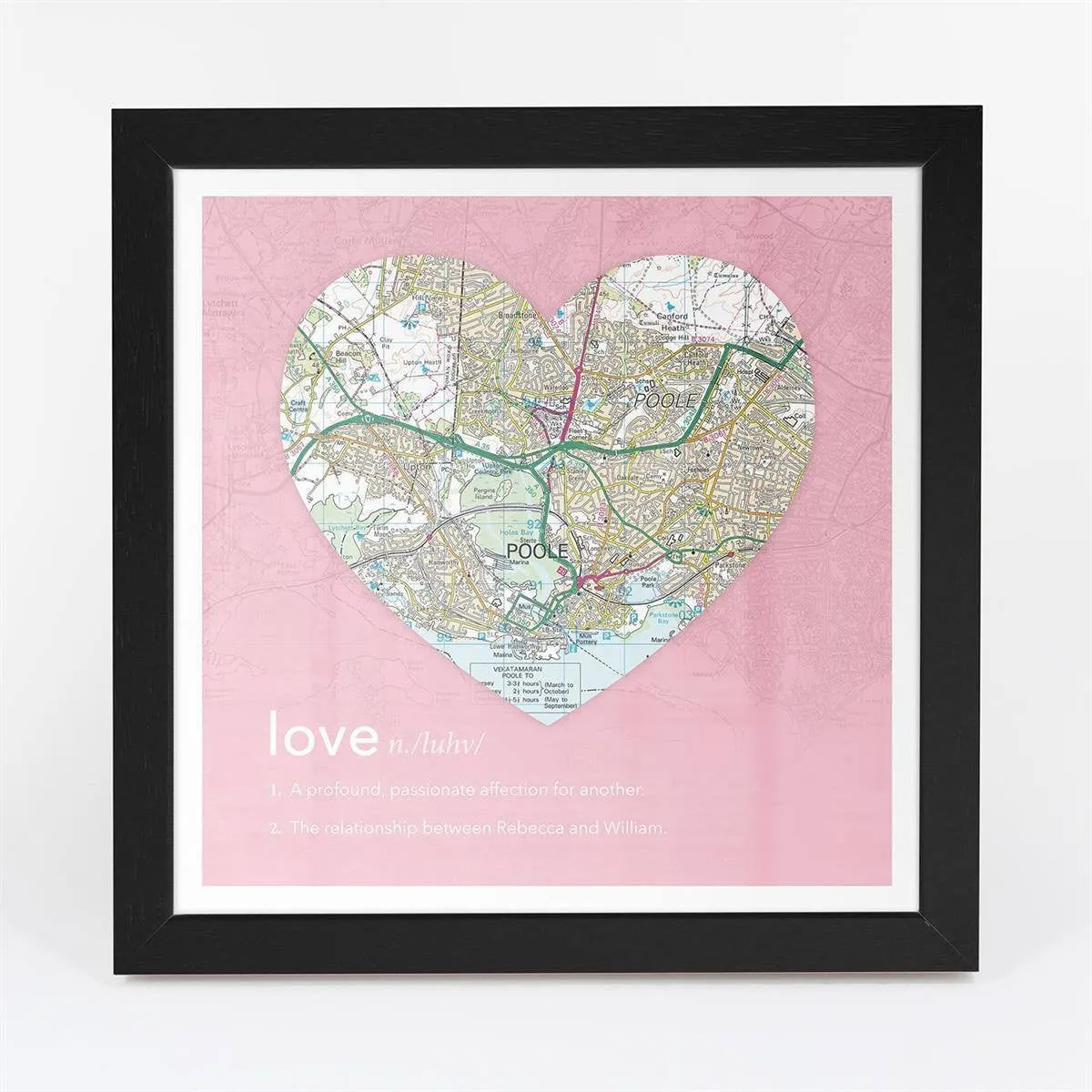 Personalised Framed Dictionary Definition Map - Love