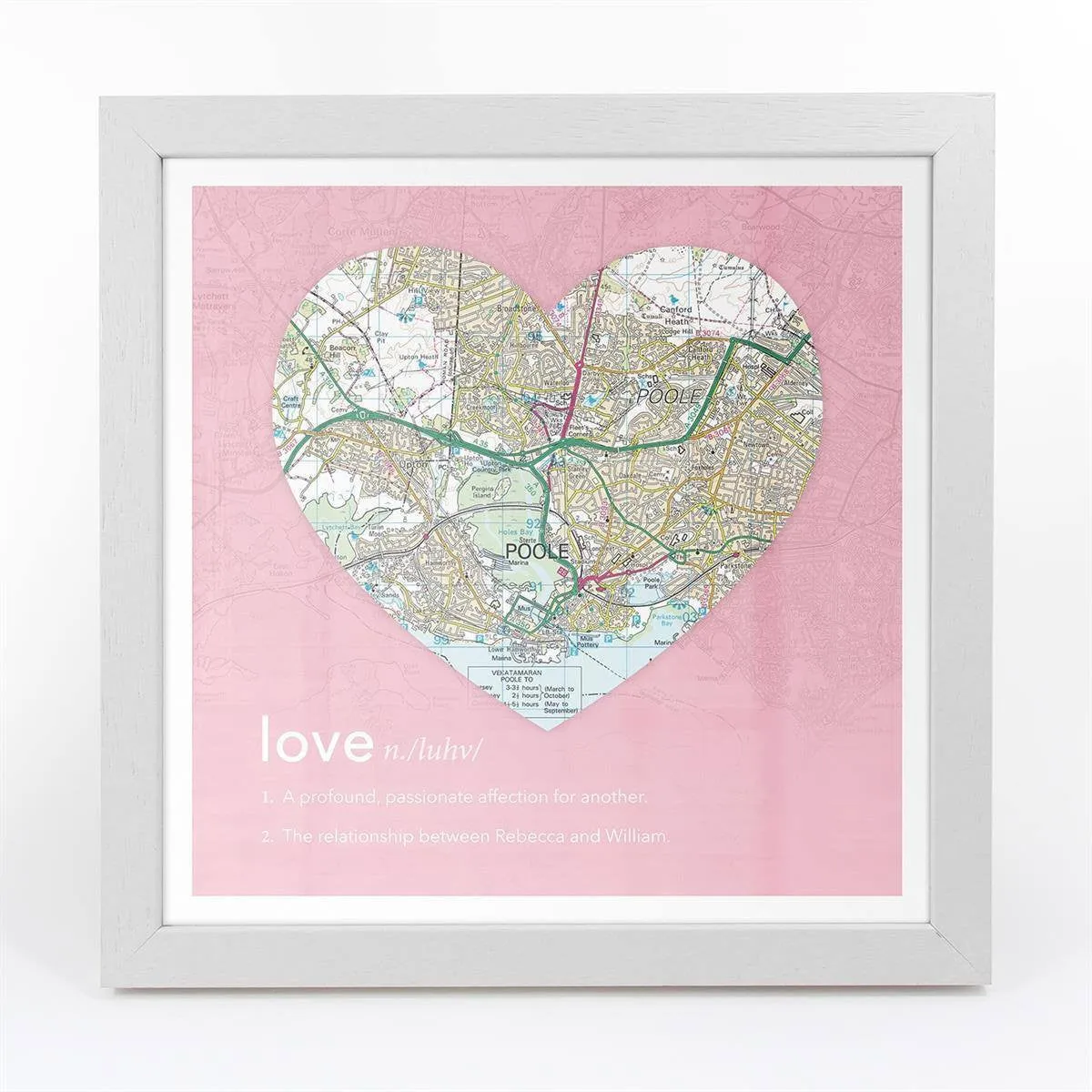 Personalised Framed Dictionary Definition Map - Love