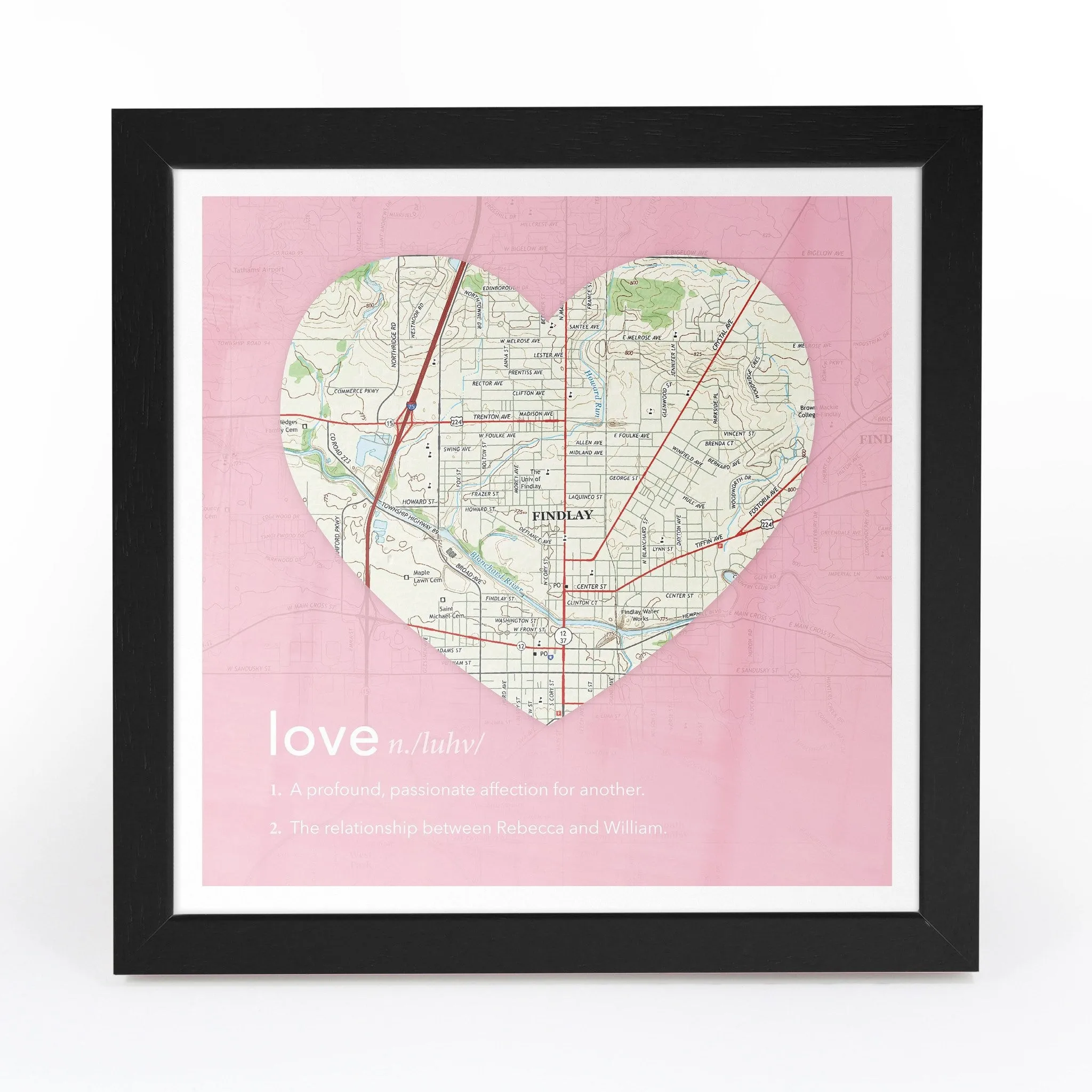 Personalized Framed Dictionary Definition US Map - Love