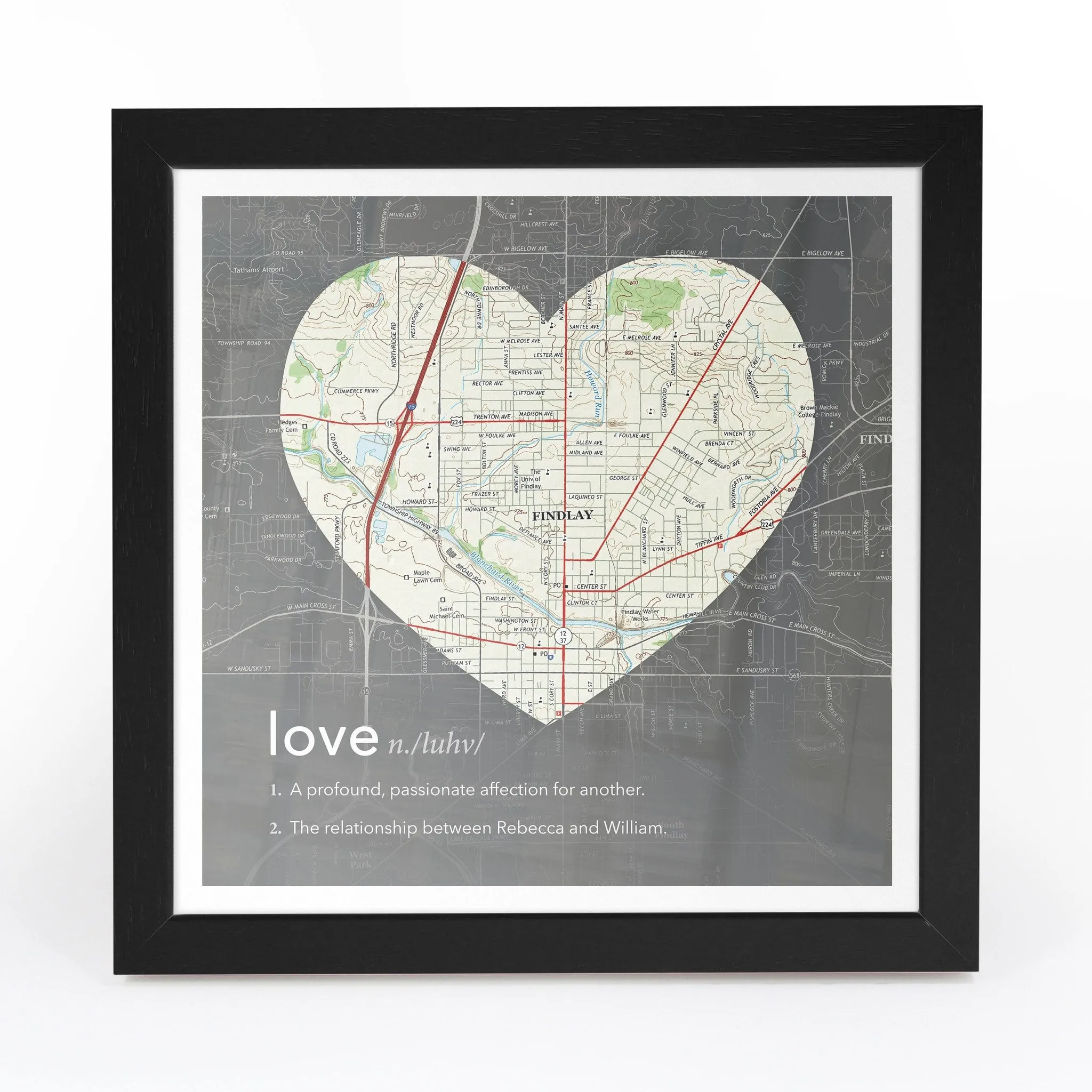 Personalized Framed Dictionary Definition US Map - Love