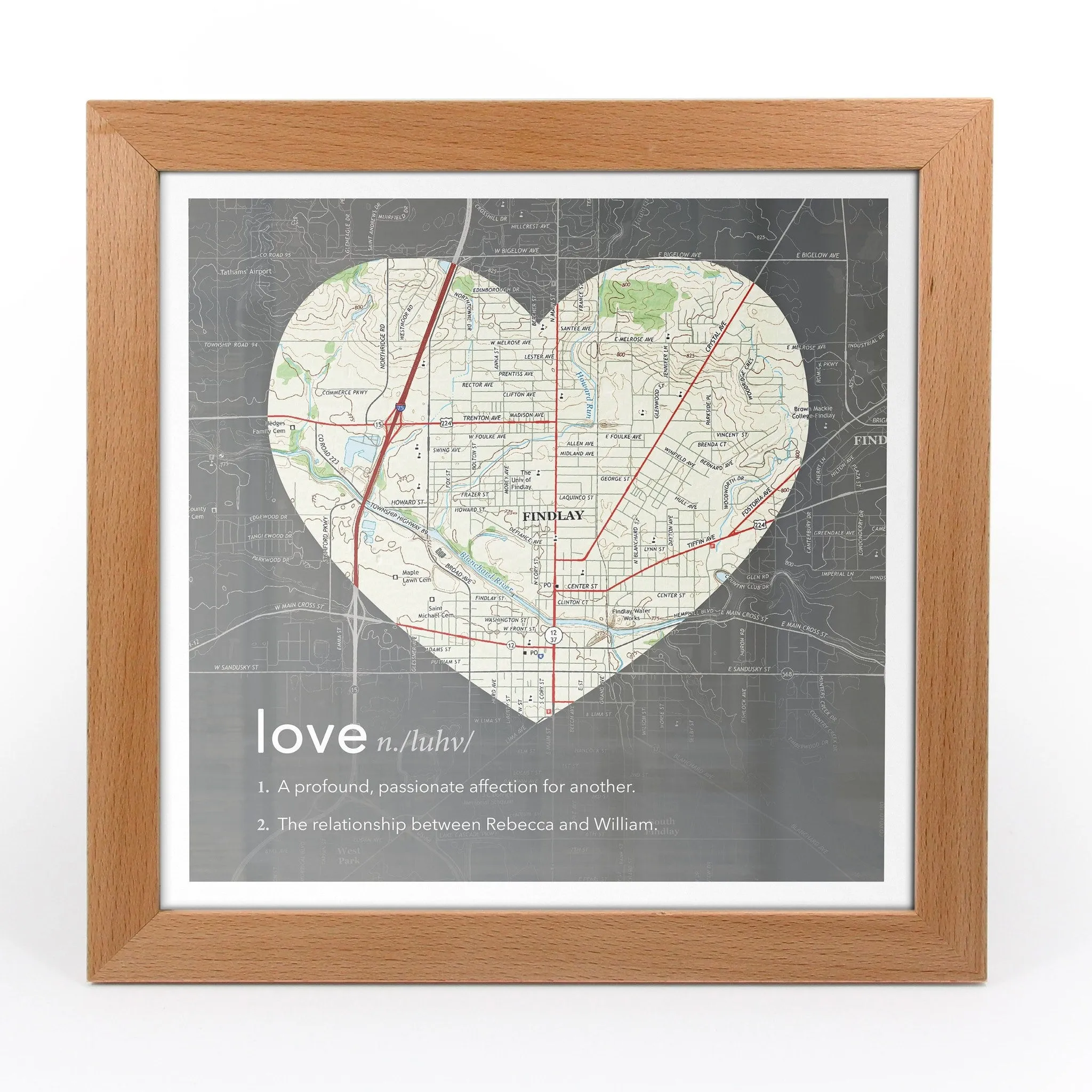 Personalized Framed Dictionary Definition US Map - Love