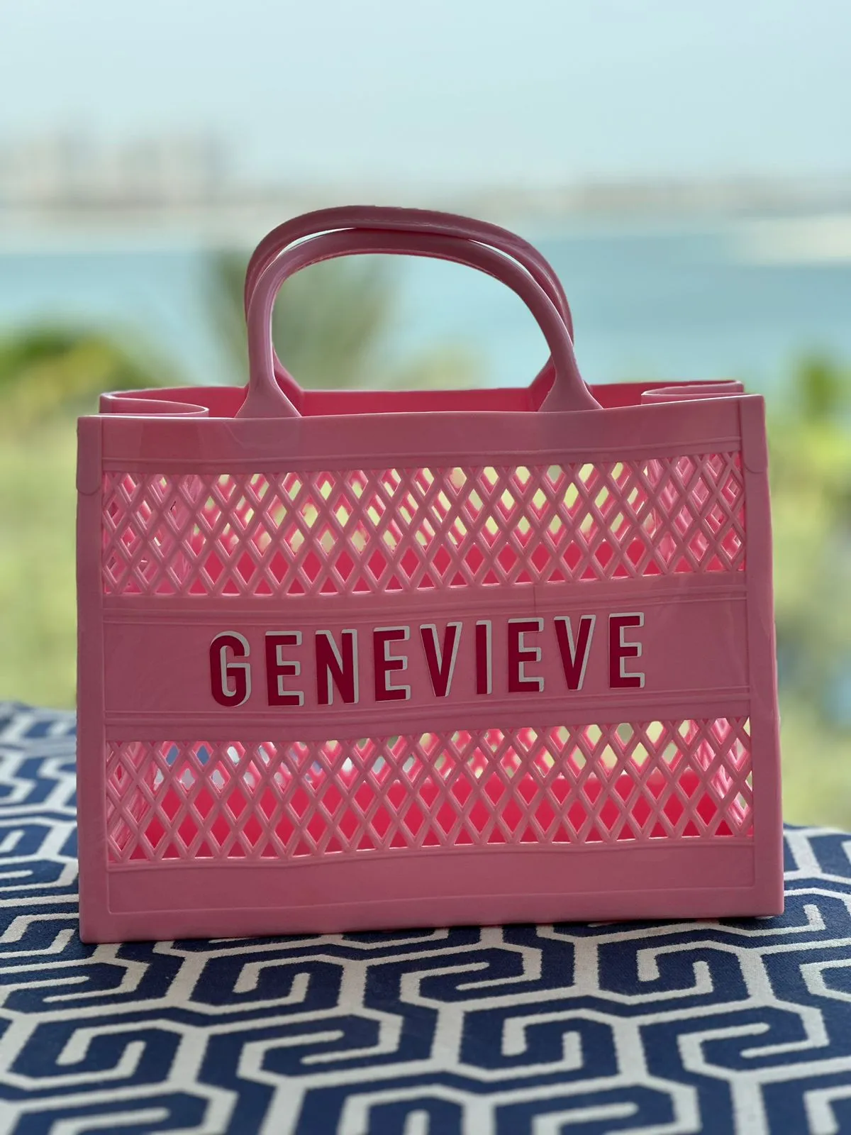 Personalized Green Jelly Beach Bag