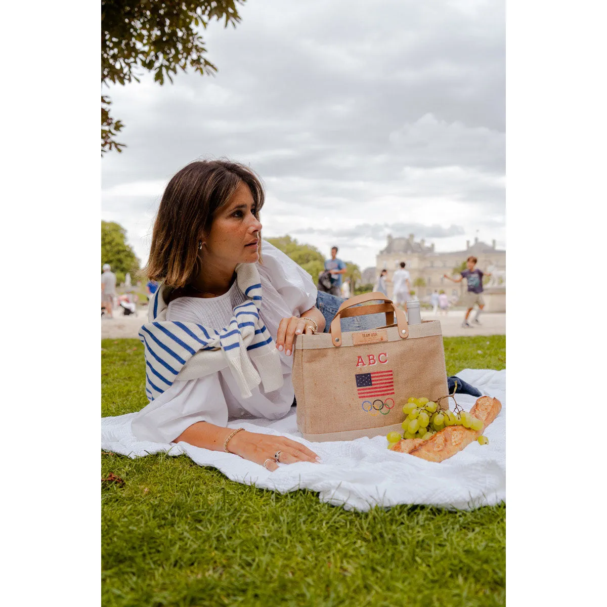 Petite Market Bag in Natural for Team USA "Red and White"