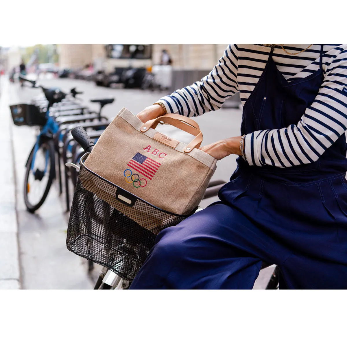 Petite Market Bag in Natural for Team USA "Red and White"